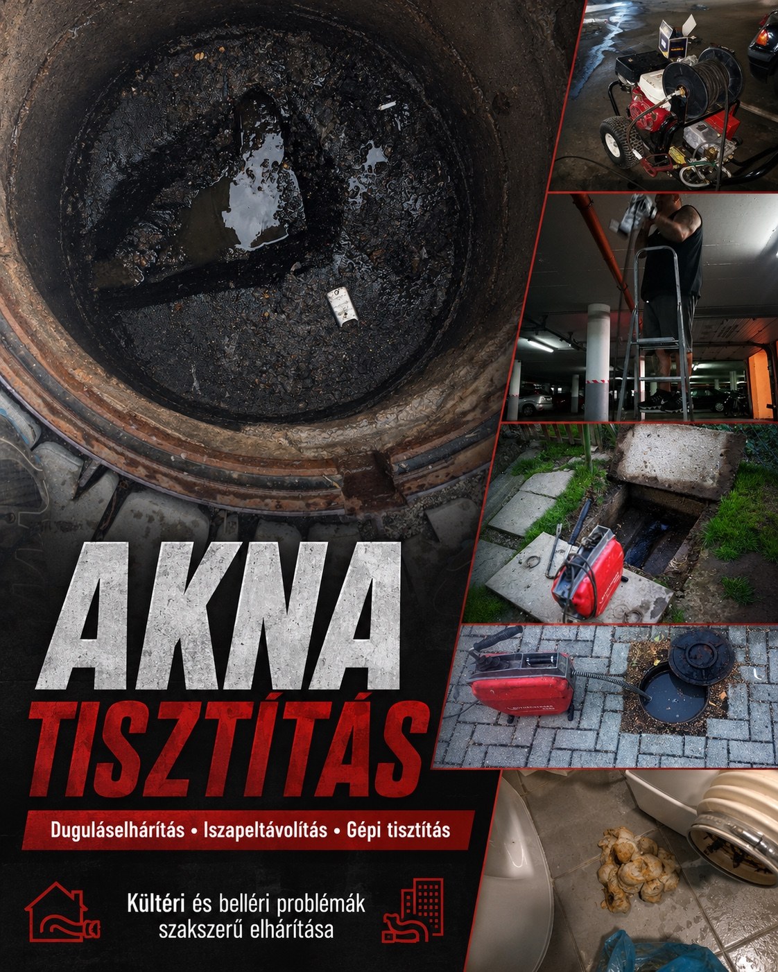 Aknatisztítás duguláselhárítással, iszapeltávolítással és gépi tisztítással