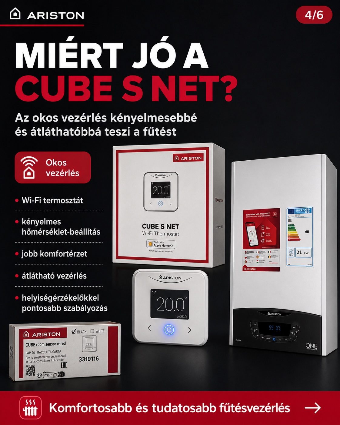 Ariston Cube S Net Wi-Fi termosztát előnyei kazánvezérléshez