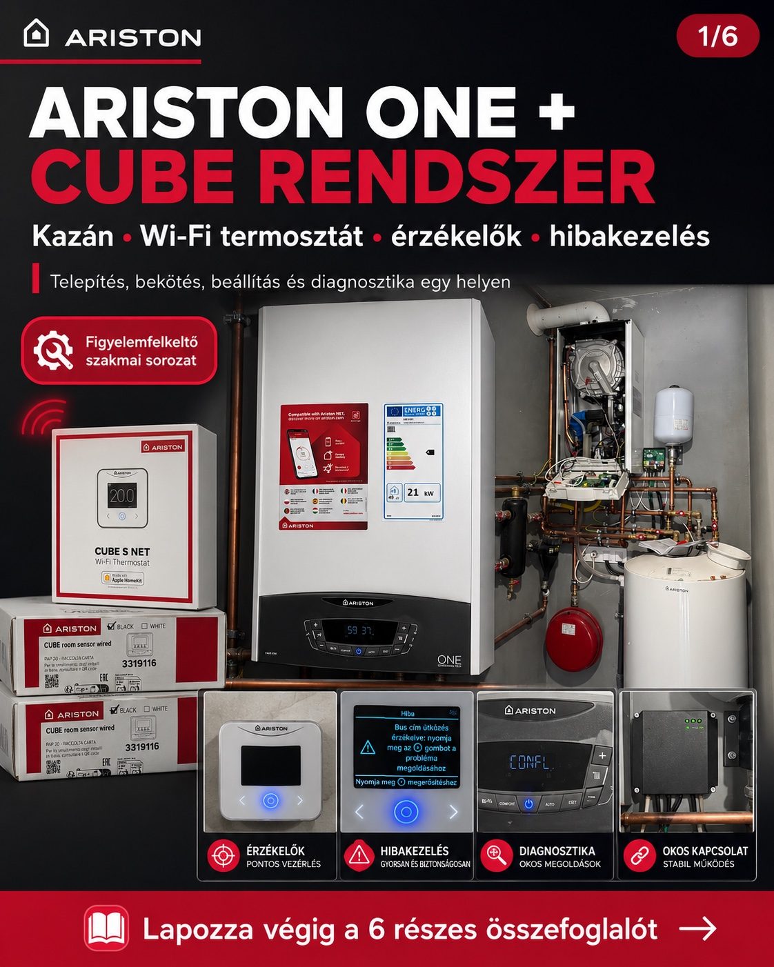 Ariston One és Cube rendszer kazán Wi-Fi termosztát érzékelők hibakezelés