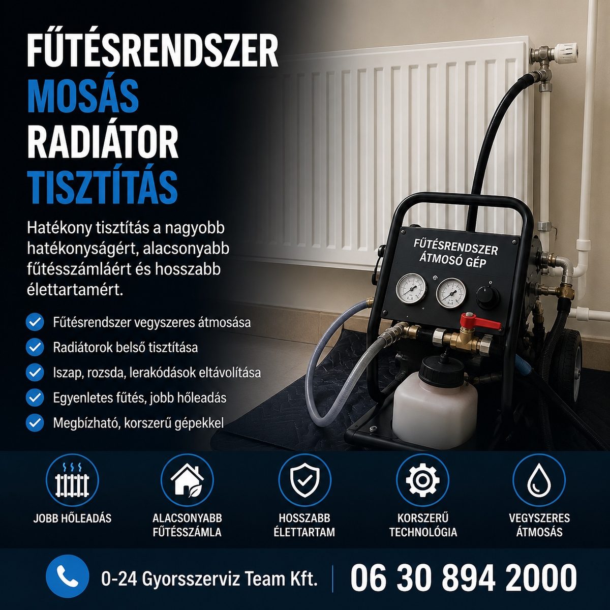 Fűtésrendszer mosás és radiátor tisztítás Ariston kazán stabil működéséhez