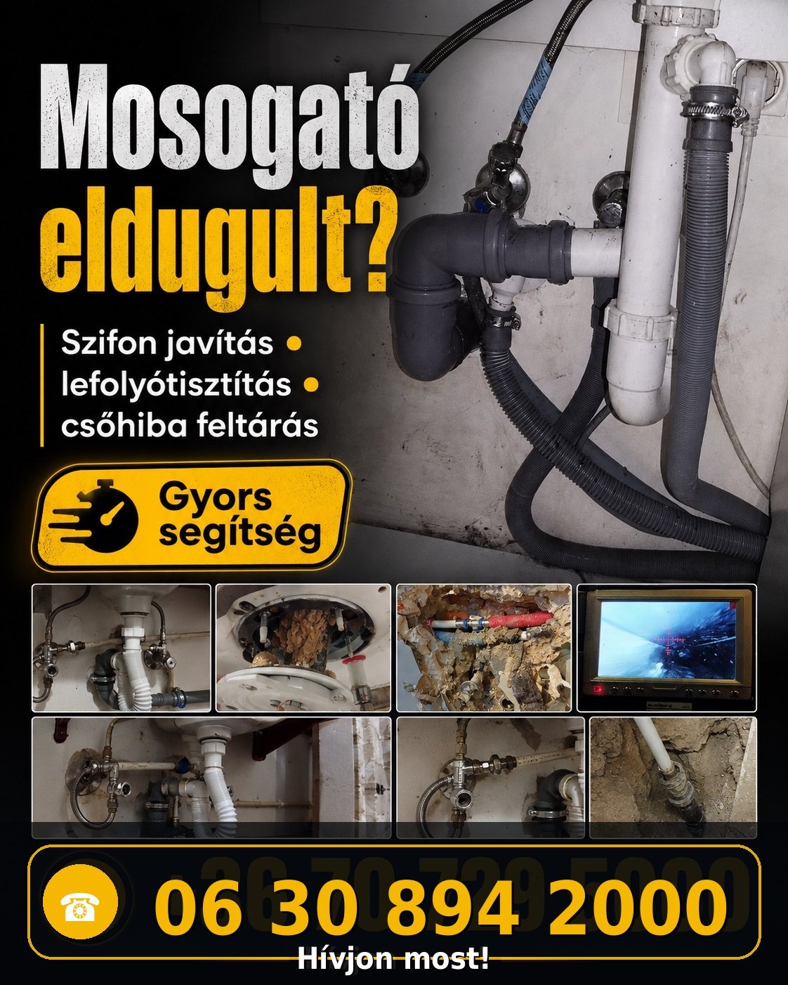 Mosogató dugulás és szifon környezetének javítása